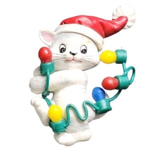 Festive Cat Resin Brooch with Lights